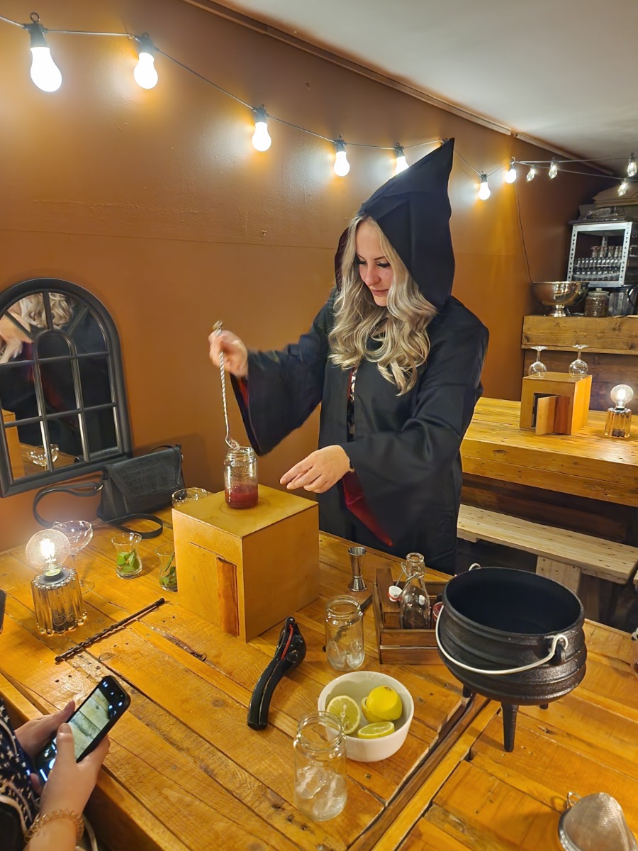 Woman potion making elixer room